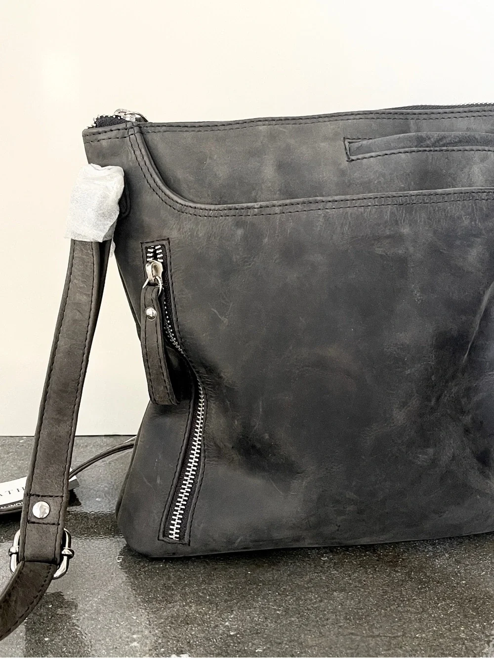 Oak Leather Crossbody Bag with Zip Accent and iPhone pocket. New with Tags.